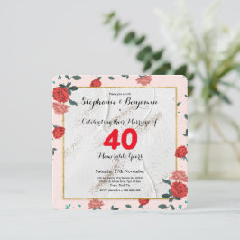 ルビー40周年結婚記念日カスタムタイポグラフィ 招待状