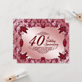 ルビー40周年結婚記念日4.25x5.5招待状 招待状
