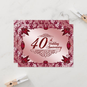 ルビー40周年結婚記念日4.25x5.5招待状 招待状