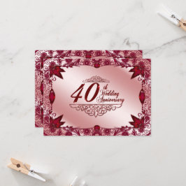 ルビー40周年結婚記念日4.5x6.25招待状 招待状