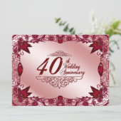 ルビー40周年結婚記念日5.5x7.5招待状 招待状 (スタンド正面)