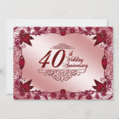 ルビー40周年結婚記念日5.5x7.5招待状 招待状 (正面)