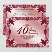 ルビー40周年結婚記念日5x7招待状 招待状 (正面/裏面)