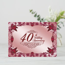 ルビー40周年結婚記念日5x7招待状 招待状