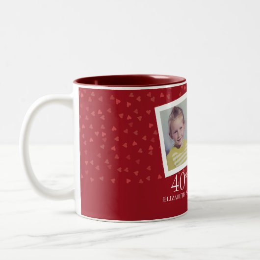 ルビー40周年結婚記念日 幼少期の写真 ツートーンマグカップ (左)