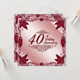 ルビー40周年結婚記念日 5.25x5.25 招待状