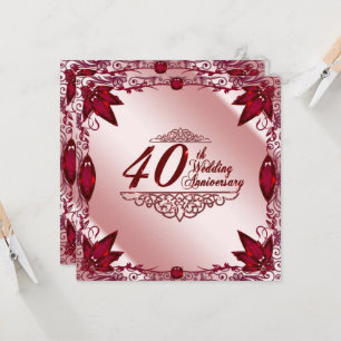 ルビー40周年結婚記念日 5.25x5.25 招待状