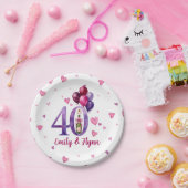 ルビー40周年結婚記念紙皿 ペーパープレート (パーティー)