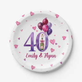 ルビー40周年結婚記念紙皿 ペーパープレート
