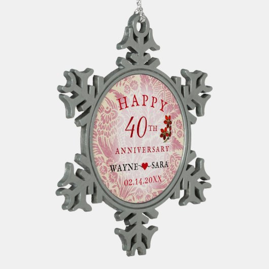 ルビー40周年結婚記念 スノーフレークピューターオーナメント (左)