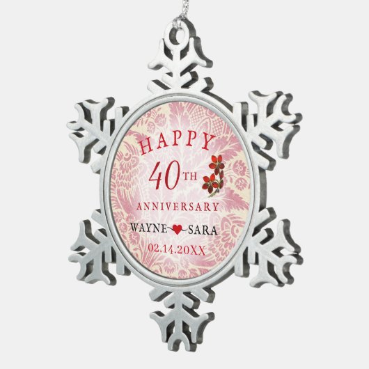 ルビー40周年結婚記念 スノーフレークピューターオーナメント (右)