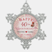 ルビー40周年結婚記念 スノーフレークピューターオーナメント (正面)