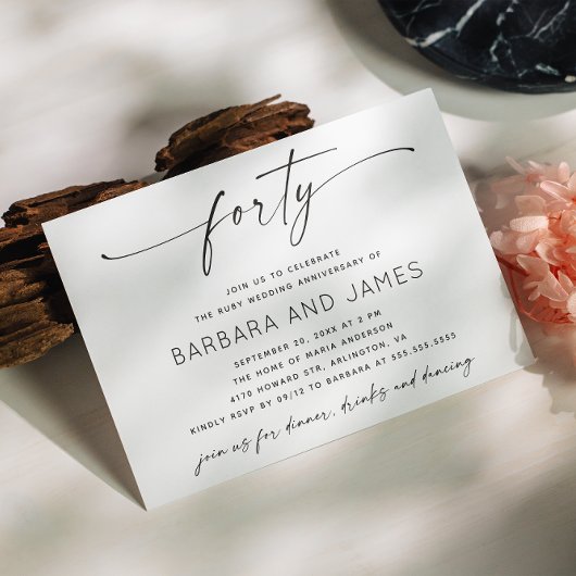 ルビー40周年結婚記念 | ミニマルモダンリスト 招待状