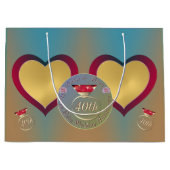 ルビー40周年結婚2ハート写真大 ラージペーパーバッグ (正面)