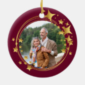 ルビー40周年記念写真結婚金ゴールドスター セラミックオーナメント (裏面)