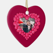 ルビー40周年記念結婚の写真カスタムハート セラミックオーナメント (右)