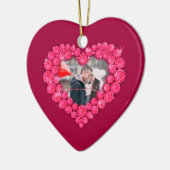 ルビー40周年記念結婚の写真カスタムハート セラミックオーナメント (左)