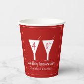 ルビー40周年記念結婚ガラスデザイン 紙コップ (正面)