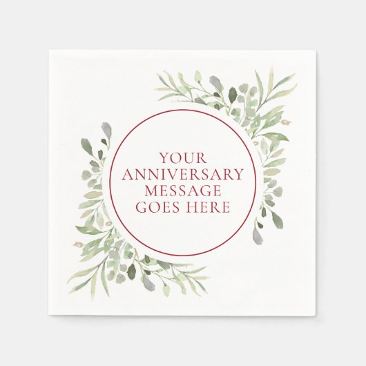 ルビー40周年記念結婚グリーンリーウォーター色 スタンダードカクテルナプキン (正面)