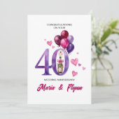 ルビー40周年記念結婚式招待状 招待状 (スタンド正面)