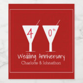 ルビー40周年記念結婚眼鏡デザイン ワインラベル (シングルラベル)