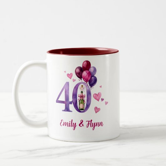 ルビー40周年記念結婚記念日マグ ツートーンマグカップ (左)