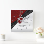 ルビー40周年記念結婚記念 スクエア壁時計 (ホーム)