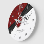 ルビー40周年記念結婚記念KEEPSAKE on White ラージ壁時計 (傾斜)