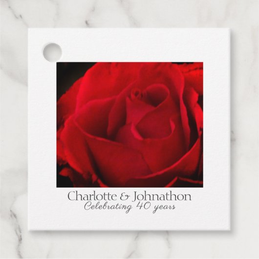 ルビー40周年記念結婚赤バラの贈り物 フェイバータグ (正面)