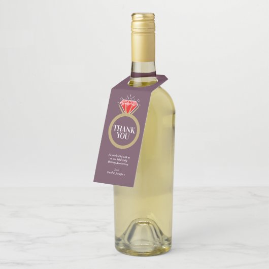 ルビー40周年記念結婚赤ワインのお気に入り ボトルネックタグ (アングル)