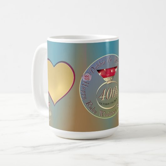 ルビー40周年記念結婚2枚の写真 コーヒーマグカップ (正面左)