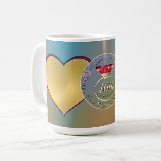 ルビー40周年記念結婚2枚写真コーヒーマグ コーヒーマグカップ (正面左)