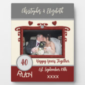 ルビー40周年記念 名前を追加 写真 グレー フォトプラーク (正面)