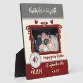 ルビー40周年記念 名前を追加 写真 グレー フォトプラーク (側面)