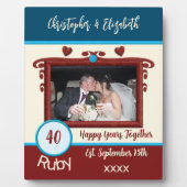 ルビー40周年記念 名前を追加 写真 青 フォトプラーク (正面)