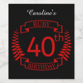 ルビー40歳の誕生日 ワインラベル (シングルラベル)