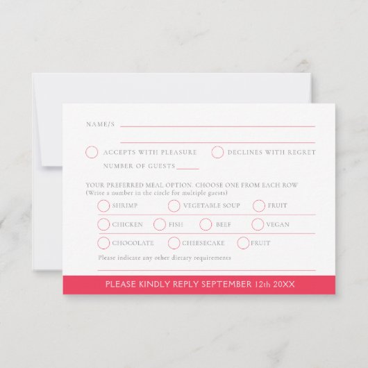 ルビー40結婚周年記念水彩ハート 出欠カード (裏面)