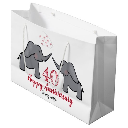 ルビー40結婚周年記念象の妻 ラージペーパーバッグ (正面アングル)