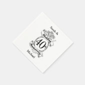 ルビー40結婚周年黒白 スタンダードカクテルナプキン (角)