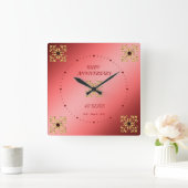ルビー40結婚周年 スクエア壁時計 (ホーム)