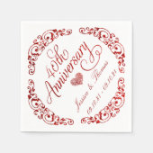 ルビー40結婚周年 スタンダードカクテルナプキン (正面)