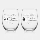 ルビー40結婚周年 ステムなしワイングラス (正面)