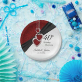 ルビー40結婚周年 ペーパープレート (パーティー)