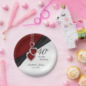 ルビー40結婚周年 ペーパープレート (パーティー)