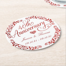ルビー40結婚周年 ラウンドペーパーコースター