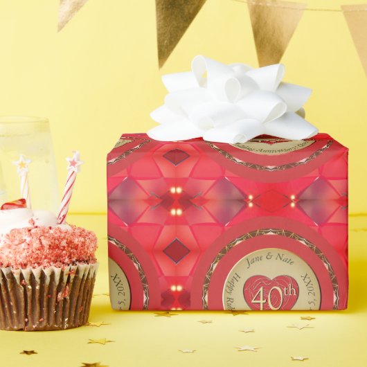 ルビー40結婚周年 ラッピングペーパー (誕生日パーティー)