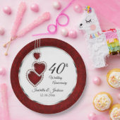 ルビー40、52、または80周年結婚 ペーパープレート (パーティー)