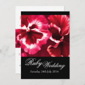 ルビー ウェディング パーティー 招待状 40周年 黒 白 赤 (正面/裏面)