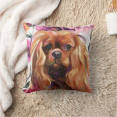 「ルビー」カヴァリエドッグアートプリント枕 クッション (ブランケット)