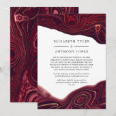 ルビー・ガーネット・ゴールドのアゲート石を使った縮小されたゲストリストのお知らせ 案内状 (正面/裏面)